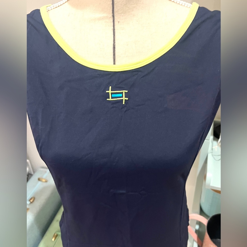 Sporty Navy Tank Top with Lime Trim